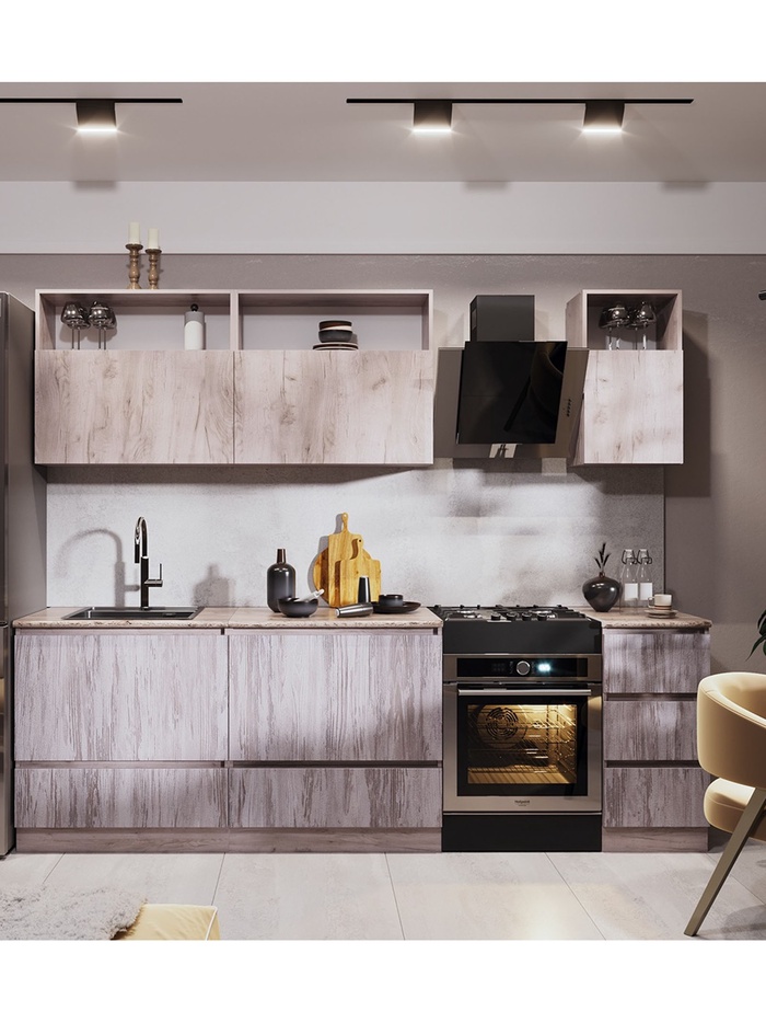 Кухонный гарнитур «Роса», 2000 мм, цвет артвуд тёмный