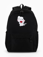 Рюкзак «Котик», с сумкой и пеналом, 3 кармана, чёрный 10961149