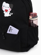 Рюкзак «Котик», с сумкой и пеналом, 3 кармана, чёрный 10961149