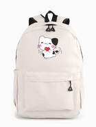 Рюкзак «Котик», с сумкой и пеналом, 3 кармана, белый - Фото 3