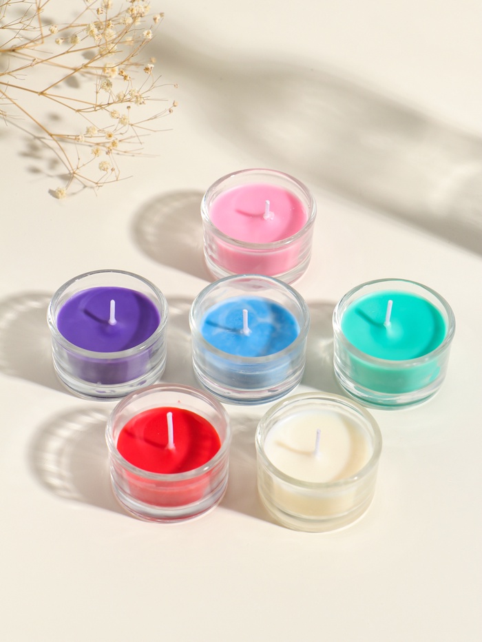 Набор свечей ароматических в стекле, 6 шт. ароматы: роза, свежесть, жасмин, лаванда, 19×13×3.3 см