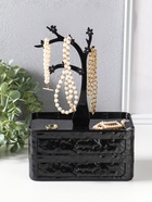 Шкатулка для украшений «Цветущее дерево», 2 яруса, 17.2×10.5×24 см, чёрная - фото 809553102