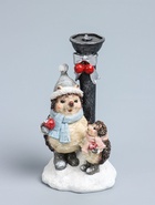 УЦЕНКА Сувенир полистоун свет "Ёжики в зимних нарядах у фонарного столба" 12,5х10,5х31,5 см 103258 - Фото 2