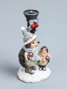 УЦЕНКА Сувенир полистоун свет "Ёжики в зимних нарядах у фонарного столба" 12,5х10,5х31,5 см 103258 - Фото 3