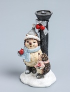 УЦЕНКА Сувенир полистоун свет "Ёжики в зимних нарядах у фонарного столба" 12,5х10,5х31,5 см 103258 - Фото 4