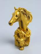 УЦЕНКА Сувенир полистоун бюст "Золотой конь с фонарём" 11х6,5х19 см - Фото 2