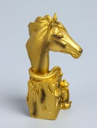 УЦЕНКА Сувенир полистоун бюст "Золотой конь с фонарём" 11х6,5х19 см - Фото 3