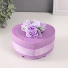 УЦЕНКА Шкатулка музыкальная механическая «Нежные розы» фиолетовая 12×13.5×10.5 см - Фото 1
