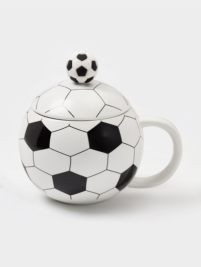 Кружка «Футбольный мяч», 420 мл, 14×10×13 см, керамика, белая