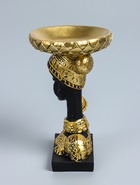 УЦЕНКА Фигурка - подставка для мелочей «Бюст. Африканка в золотом уборе, с серьгами в ушах», полистоун, 25×15×15 см - Фото 4