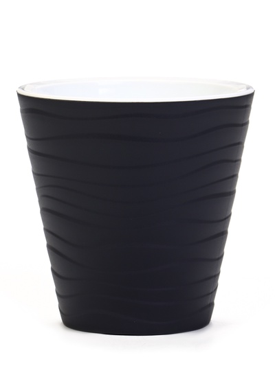 Кашпо для цветов «Валенсия», 2 л, d=15.6 см, h=15.7 см, пластиковое, со вставкой, цвет антрацит
