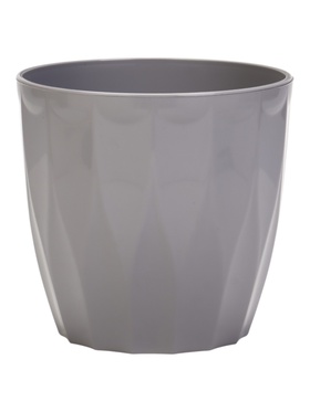 Кашпо для цветов «Флюте», 4.5 л, d=20 см, h=18 см, пластиковое, со вставкой, цвет серый шёлк  (артикул 10994487)  большой выбор товаров оптом и в розницу по низким ценам с доставкой