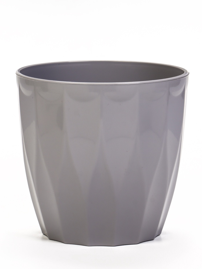 Кашпо для цветов «Флюте», 4.5 л, d=20 см, h=18 см, пластиковое, со вставкой, цвет серый шёлк