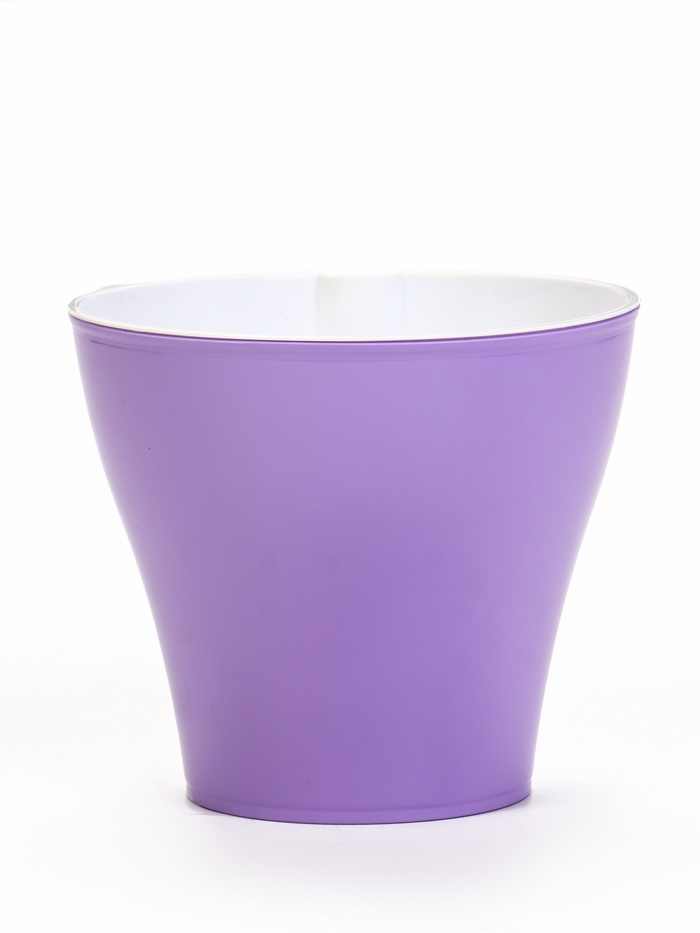 Кашпо для цветов «Афина», 1 л, d=14.7 см, h=12.5 см, пластиковое, со вставкой, сиреневое - Фото 1
