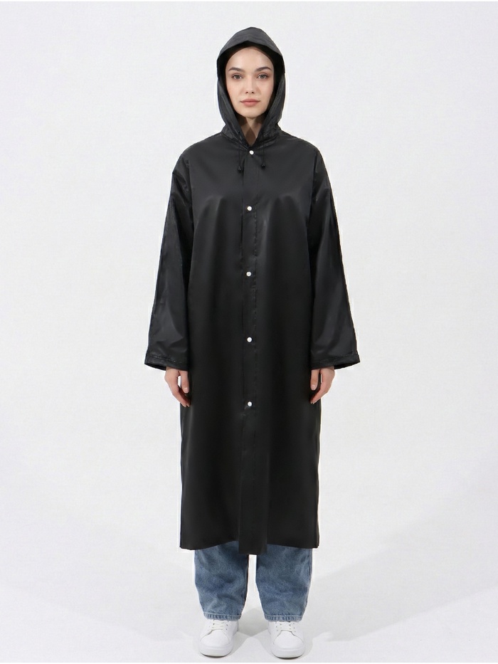 УЦЕНКА Дождевик - плащ взрослый, р-р 44-50, цвет черный накл ОТ - Фото 1