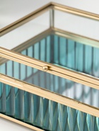 Шкатулка стекло с металлическим каркасом  "Линии по низу" голубая 14х18х9,5 см - фото 809553321