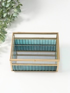 Шкатулка для украшений «Линии по низу», стекло с металлическим каркасом, голубая, 14×18×9.5 см - Фото 6