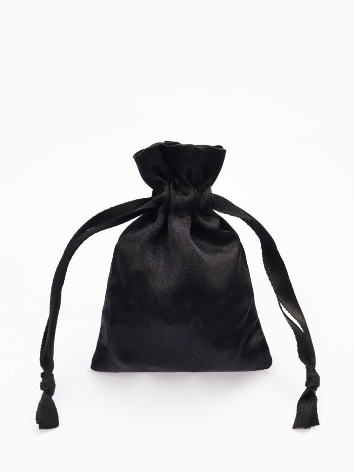 Набор мешочков для украшений подарочных 50 шт. атласные с лентой, 7×9 см, чёрный - Фото 1