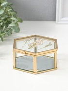 Шкатулка для украшений «Сухоцветы», многогранник, стекло с металлическим каркасом, зеркальное дно, 11.3×13×5.7 см - Фото 2