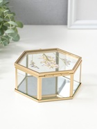 Шкатулка для украшений «Сухоцветы», многогранник, стекло с металлическим каркасом, зеркальное дно, 11.3×13×5.7 см - Фото 3