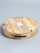 УЦЕНКА Поднос круглый с бортиками "Синие птицы" дерево манго 35х35х6,5 см - Фото 4