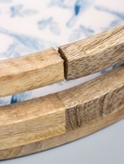 УЦЕНКА Поднос круглый с бортиками "Синие птицы" дерево манго 35х35х6,5 см - Фото 5