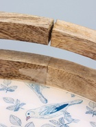 УЦЕНКА Поднос круглый с бортиками "Синие птицы" дерево манго 35х35х6,5 см - Фото 6