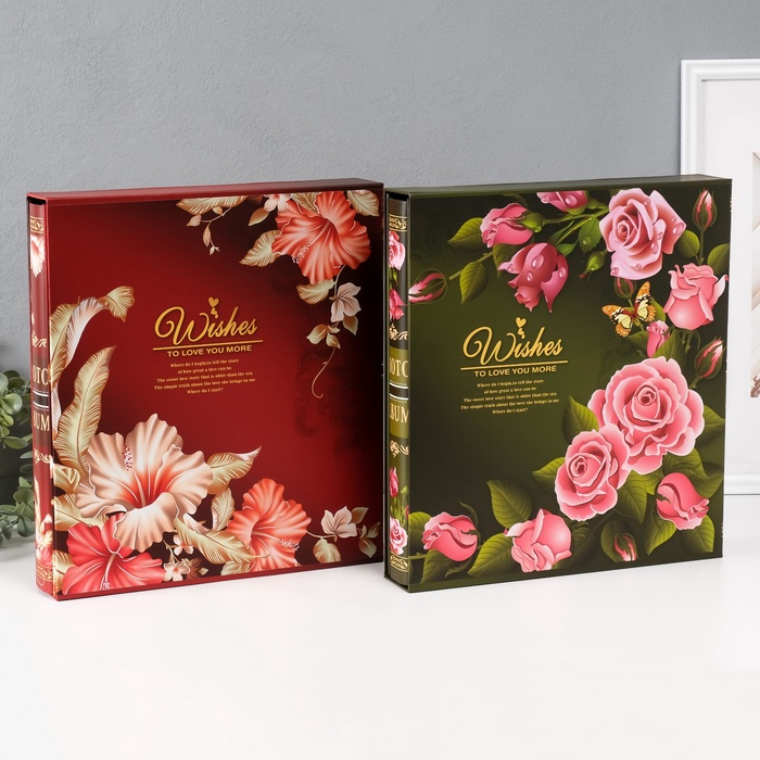 УЦЕНКА Фотоальбом на 500 фото 10х15 см "Розы/Лилии" в коробке МИКС 33,5х30х5,5 см - Фото 1