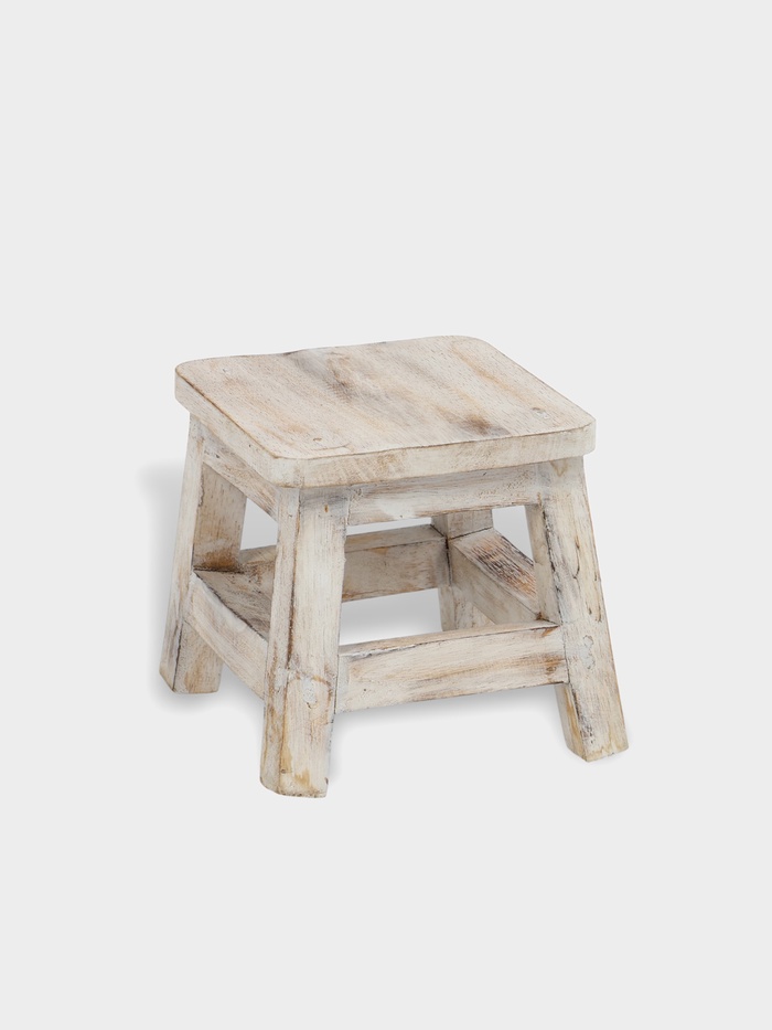УЦЕНКА Табурет 21×21×18 см, дерево албезия, белый - Фото 1