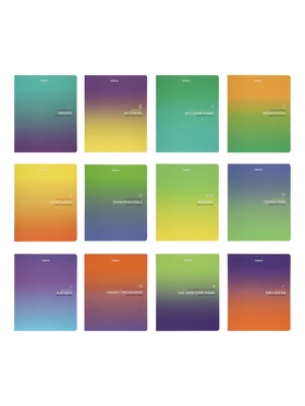 Комплект 12 предметных тетрадей «Градиент», 48 листов, справочная информация, 60 г  (артикул 10963341)  большой выбор товаров оптом и в розницу по низким ценам с доставкой