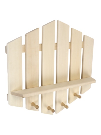 Полка - вешалка для бани и сауны «Рассвет», 52×5×50 см, дерево, 4 крючка