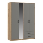 Шкаф 4-х дверный с зеркалом Svetlana Loft, 1478 х 540 х 2074, Дуб золотой/Серый  (артикул 10820729)  большой выбор товаров оптом и в розницу по низким ценам с доставкой