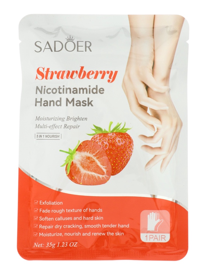 Маска-перчатки для рук, увлажняющая с экстрактом клубники