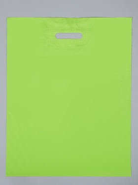 Пакет с вырубной усиленной ручкой, ПВД, салатовый, 40×50 см, 45 мкм
