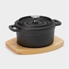 УЦЕНКА Кастрюля Magma «Хотан», 750 мл, 18.6×14×7 см, индукция, чугун, чёрная - Фото 4