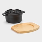 УЦЕНКА Кастрюля Magma «Хотан», 750 мл, 18.6×14×7 см, индукция, чугун, чёрная - Фото 5