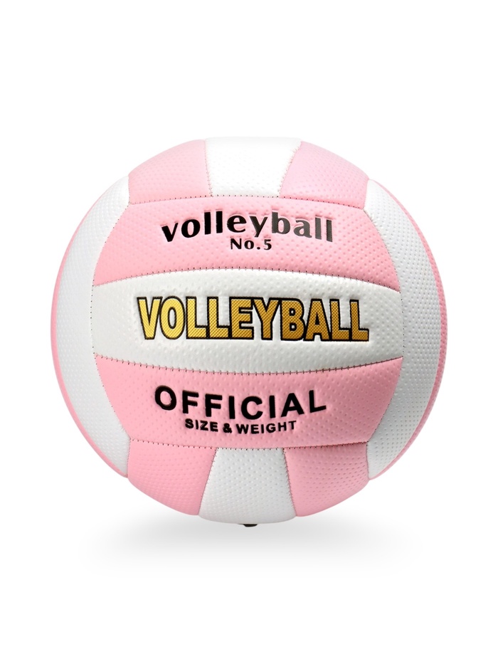 Волейбольный мяч, р. 5, 18 панелей, PVC, розовый - Фото 1