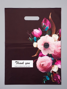 Пакет подарочный полиэтиленовый с вырубной ручкой «Букет», 30×40 см, 60 мкм