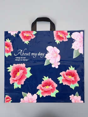 Пакет полиэтиленовый с петлевой ручкой «Цветы», 45×40×8 см, 60 мкм