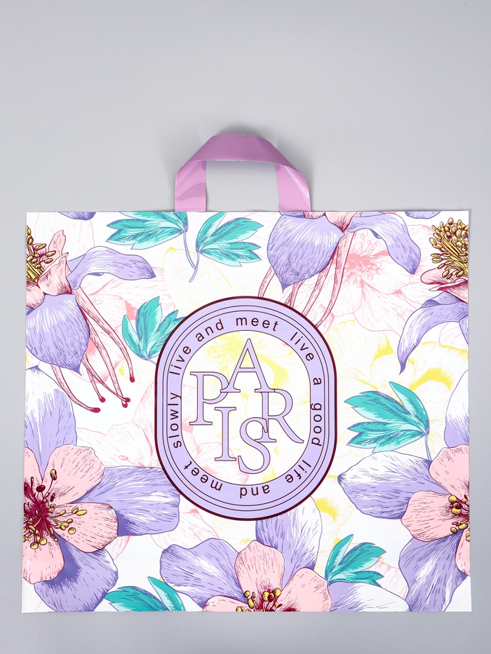 Пакет полиэтиленовый с петлевой ручкой «Цветочный», 45×40×8 см, 60 мкм - Фото 1