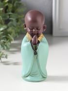 Фигурка полистоун «Маленький Будда в бирюзовом одеянии - приветствие», 5×5×12.5 см - фото 809553996