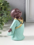 Фигурка полистоун «Маленький Будда в бирюзовом одеянии - счастье», 7×8.5×12.5 см - фото 809554002
