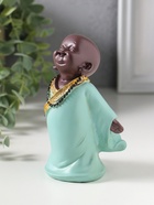 Фигурка полистоун «Маленький Будда в бирюзовом одеянии - счастье», 7×8.5×12.5 см - фото 809554004