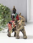 Фигурка полистоун «Будда в ярком наряде, на слоне», 5.5×11×16.5 см - фото 809554035
