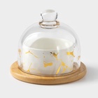 УЦЕНКА Икорница «Марбл», 150 мл, d=8 см, с подставкой и крышкой, керамика - Фото 3