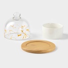 УЦЕНКА Икорница «Марбл», 150 мл, d=8 см, с подставкой и крышкой, керамика - Фото 5