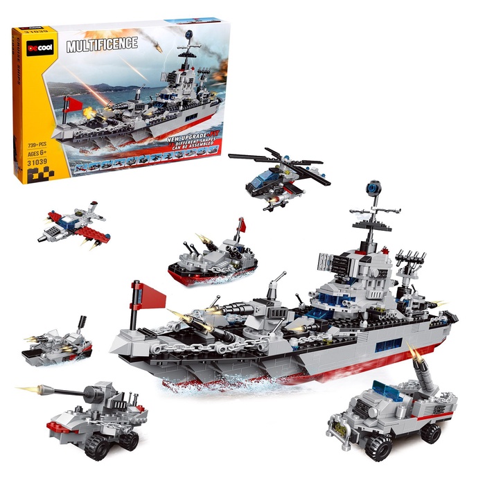 УЦЕНКА Конструктор блочный "Военный крейсер", 739 деталей - Фото 1