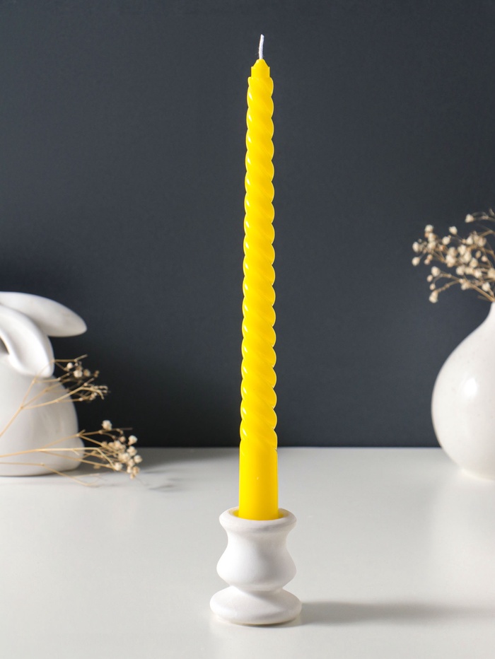 Свеча витая 25 см, 57 г, 5 ч, жёлтый - Фото 1