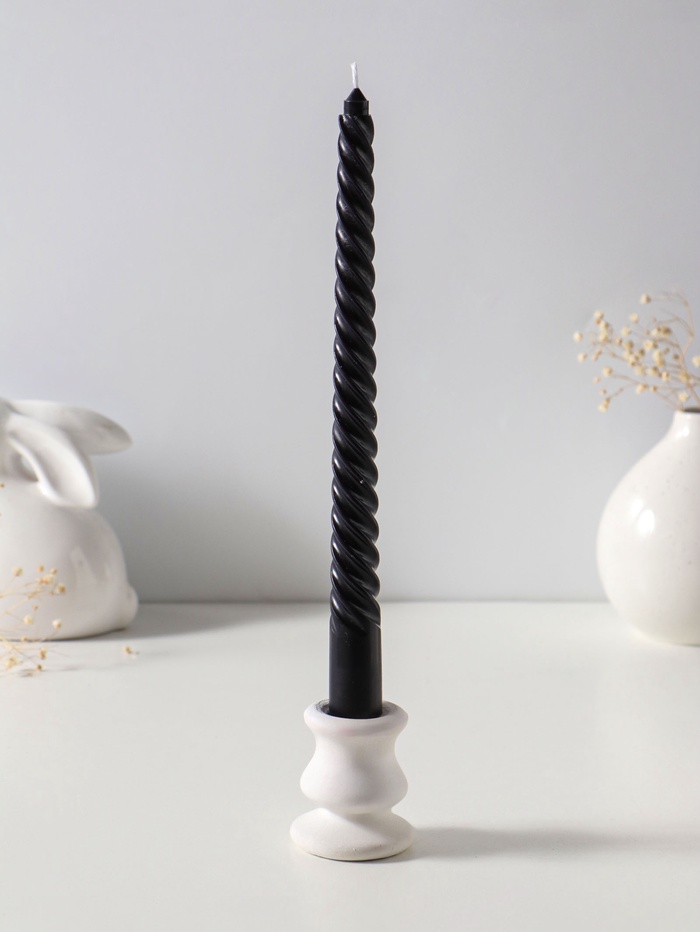 Свеча витая 25 см, 57 г, 5 ч, чёрный - Фото 1