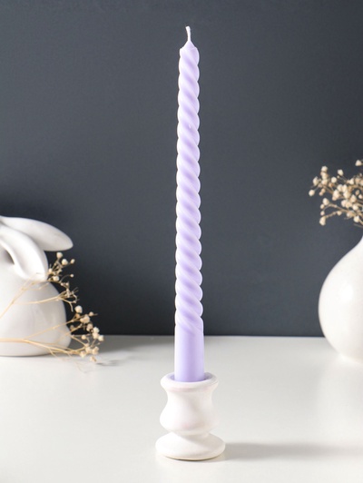 Свеча витая 25 см, 57 г, 5 ч, лаванда